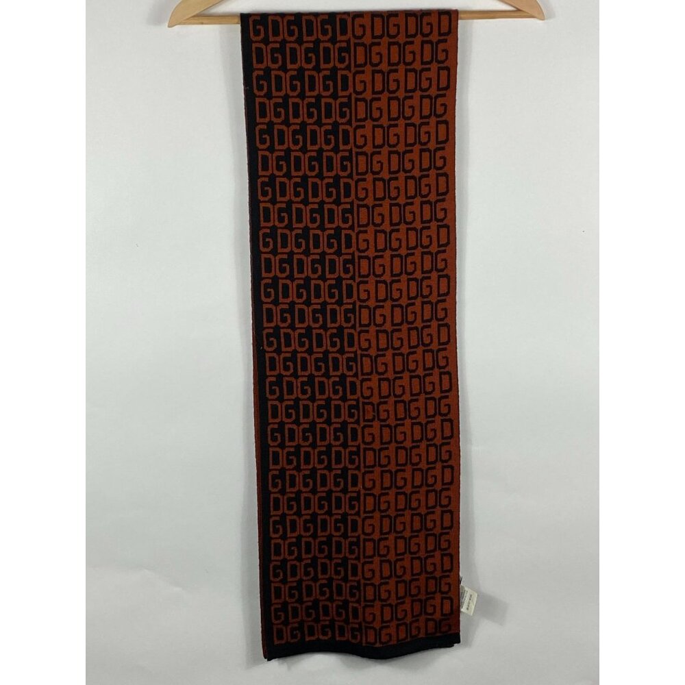 Dolce & Gabbana DG Monogam Wool/Acrylic Scarf Brown/Black Made in Italy F301